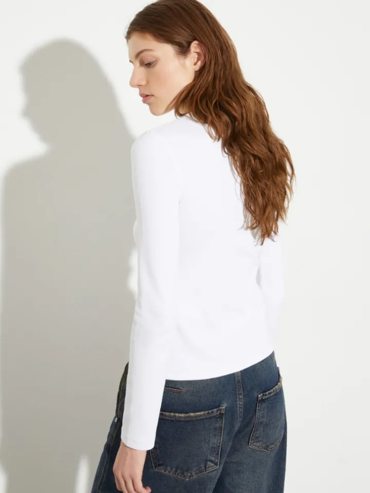Asymmetric jersey T-shirt - optical white