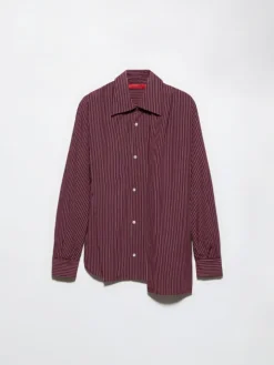 Asymmetric striped shirt - cherry