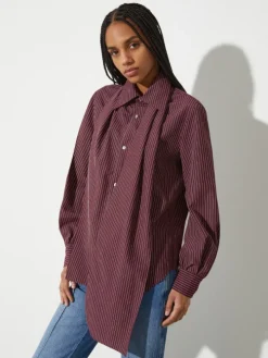 Asymmetric striped shirt - cherry