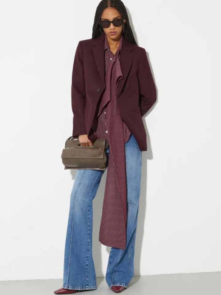 Asymmetric striped shirt - cherry