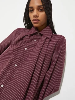 Asymmetric striped shirt - cherry