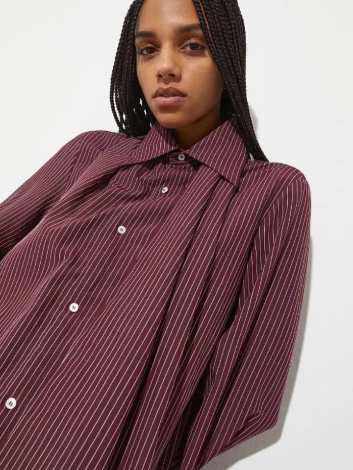Asymmetric striped shirt - cherry