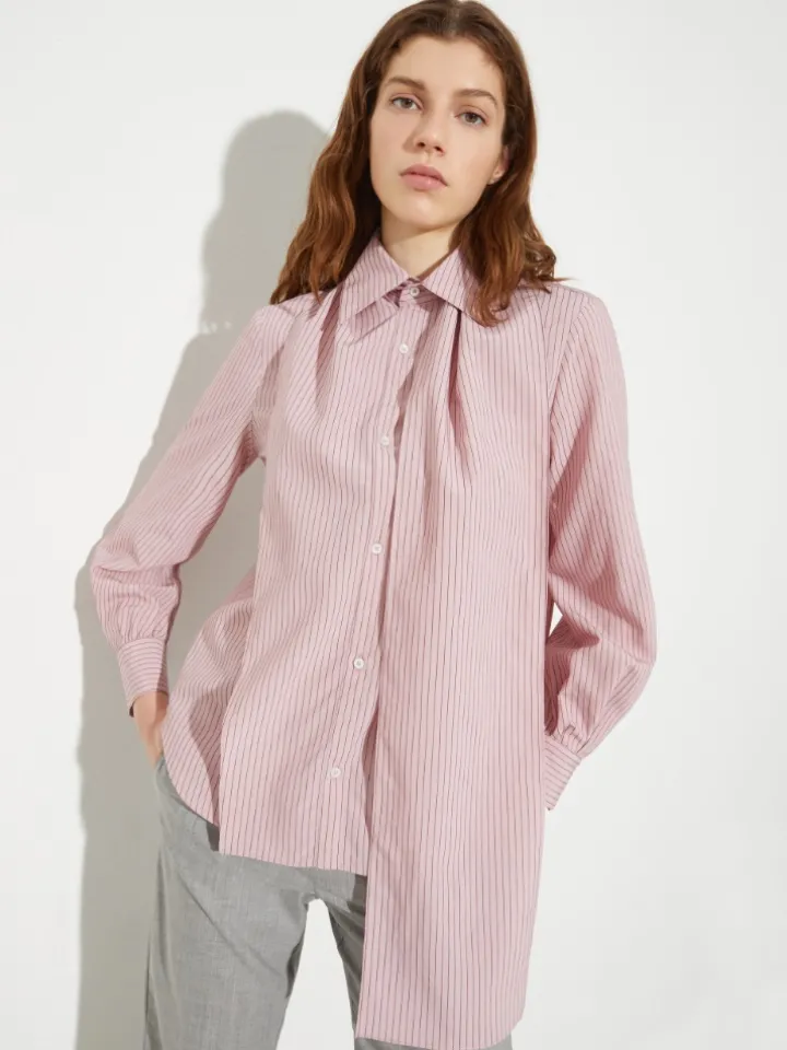 Asymmetric striped shirt - pink