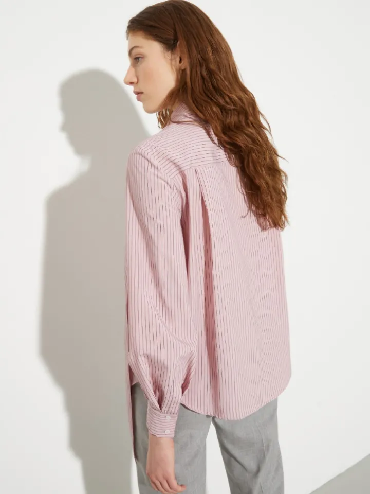 Asymmetric striped shirt - pink
