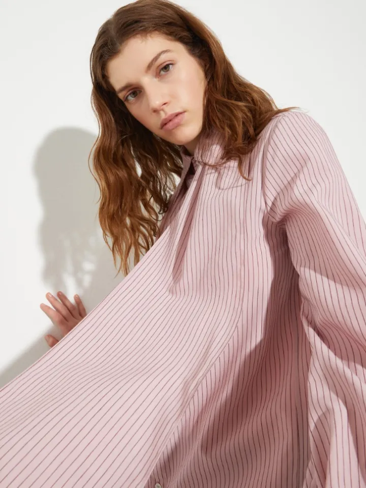 Asymmetric striped shirt - pink