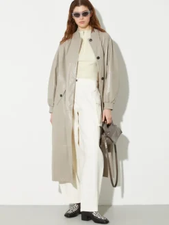 Barrel-leg cargo trousers - cream