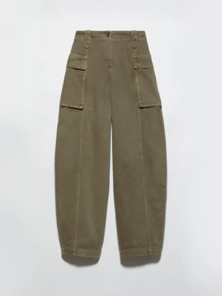 Barrel-leg cargo trousers - kaki