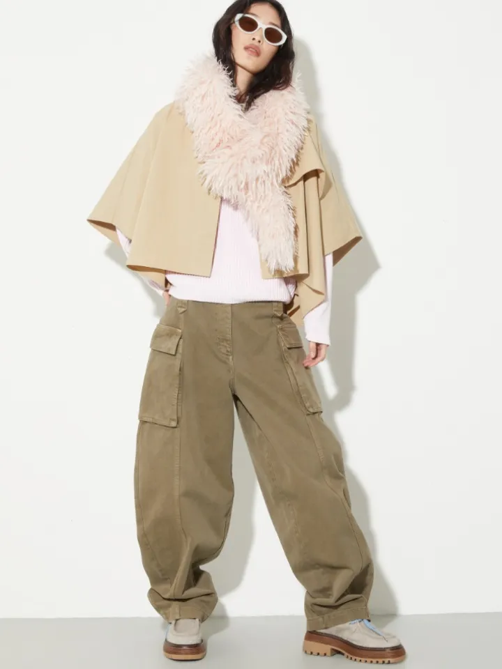 Barrel-leg cargo trousers - kaki