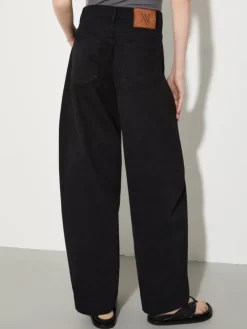 Barrel leg drill trousers - black
