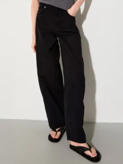 Barrel leg drill trousers - black