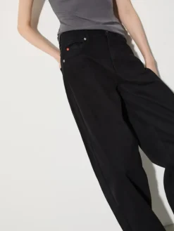 Barrel leg drill trousers - black