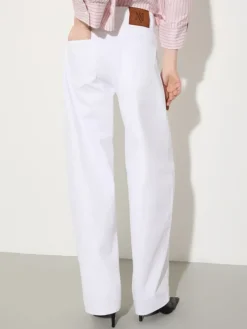 Barrel leg drill trousers - white
