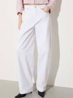 Barrel leg drill trousers - white
