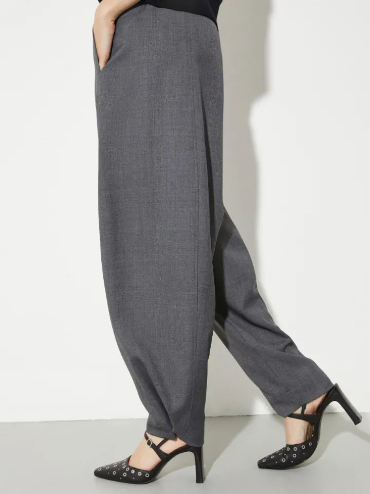 Barrel-leg grisaille trousers - grey
