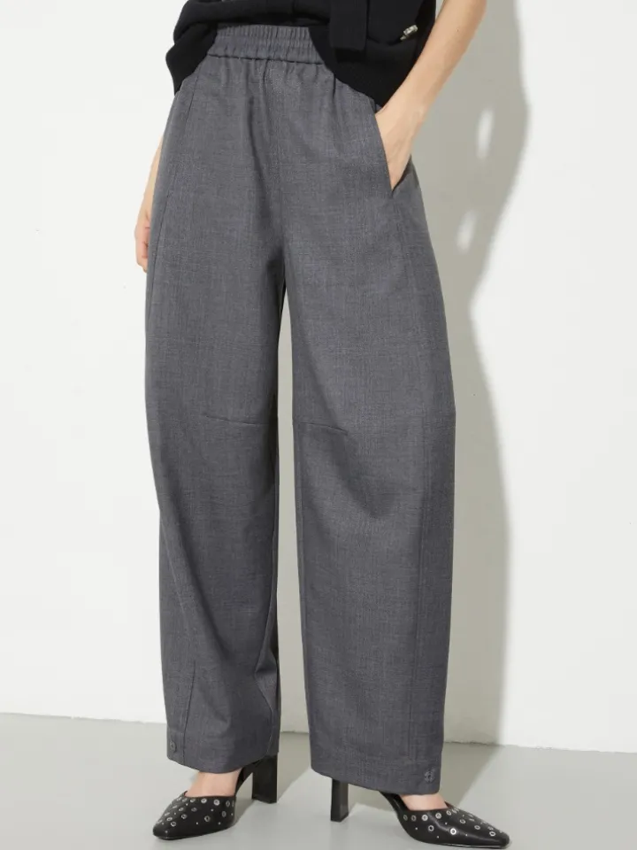 Barrel-leg grisaille trousers - grey
