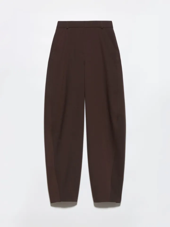 Barrel-leg stretch trousers - chocolate