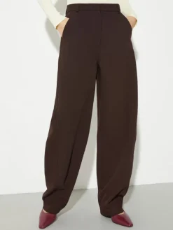 Barrel-leg stretch trousers - chocolate