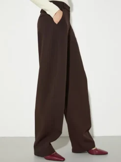 Barrel-leg stretch trousers - chocolate