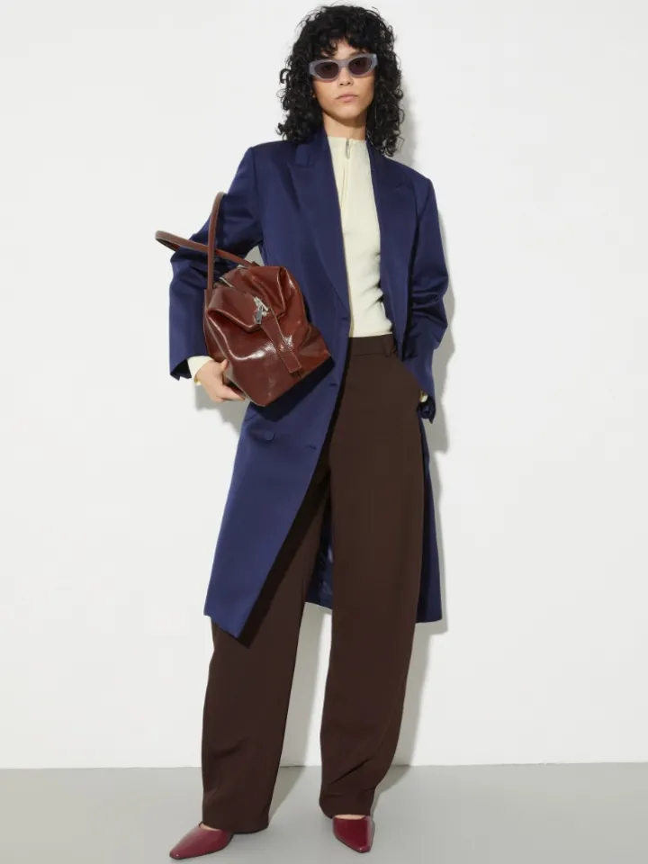 Barrel-leg stretch trousers - chocolate
