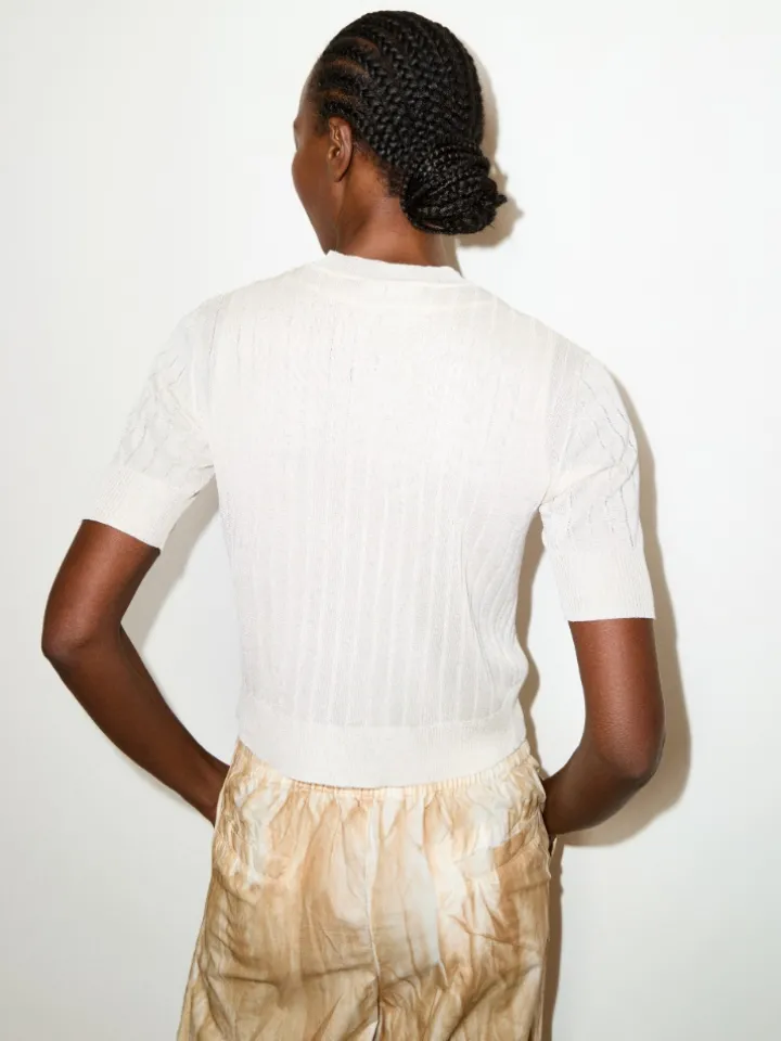 Bejewelled embroidered cardigan - milk