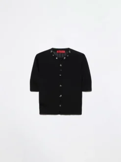 Bejewelled embroidered cardigan - black