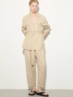 Belted shacket - beige