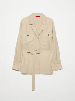 Belted shacket - beige