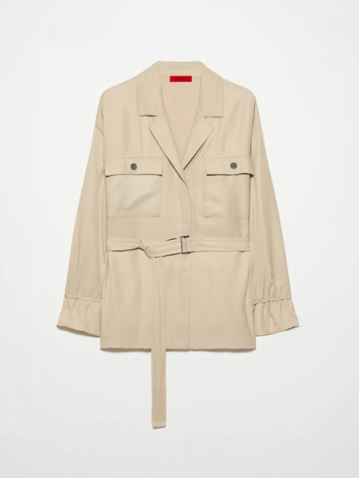 Belted shacket - beige