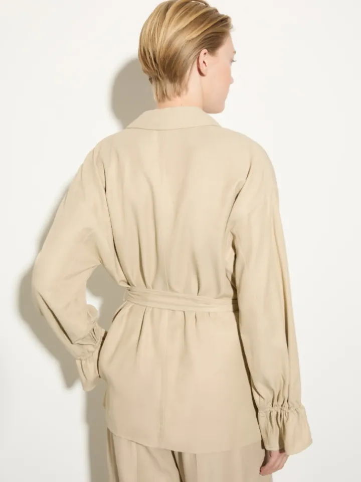 Belted shacket - beige