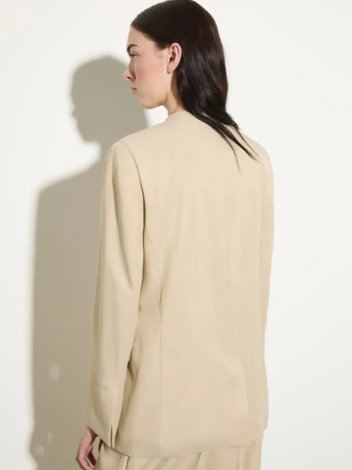 Belted single-breasted blazer - beige