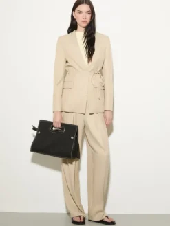 Belted single-breasted blazer - beige