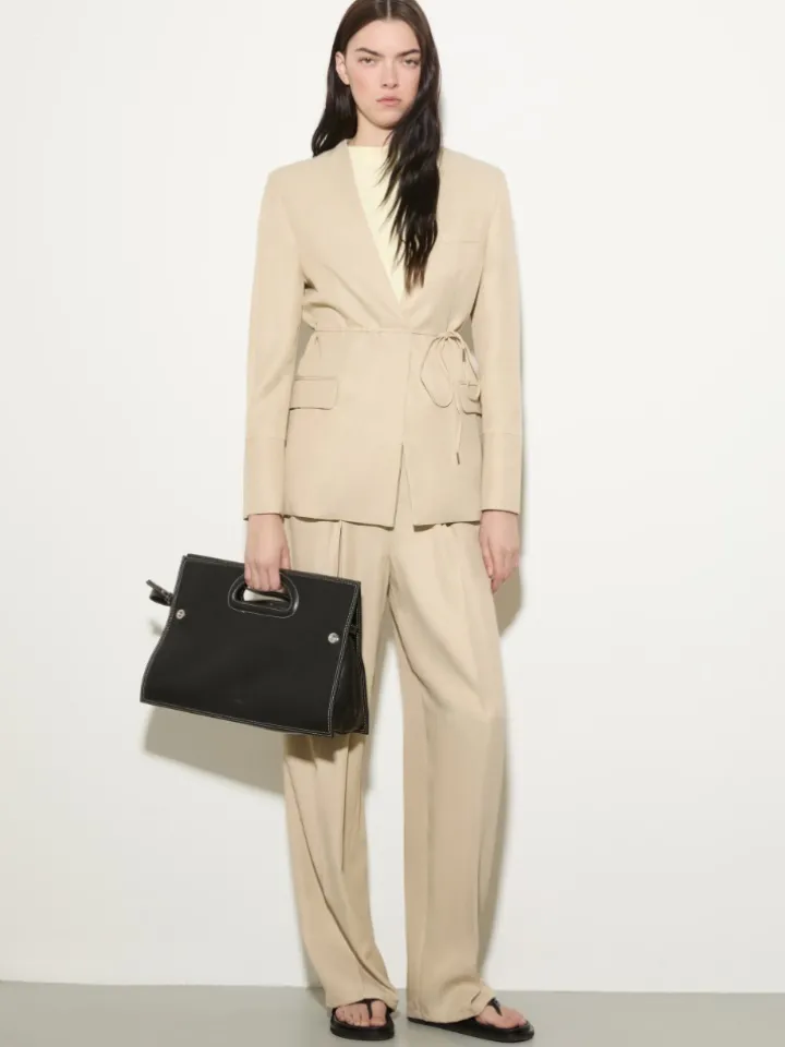 Belted single-breasted blazer - beige