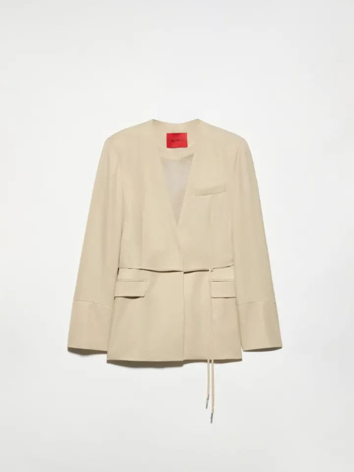 Belted single-breasted blazer - beige