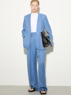 Belted single-breasted blazer - avio