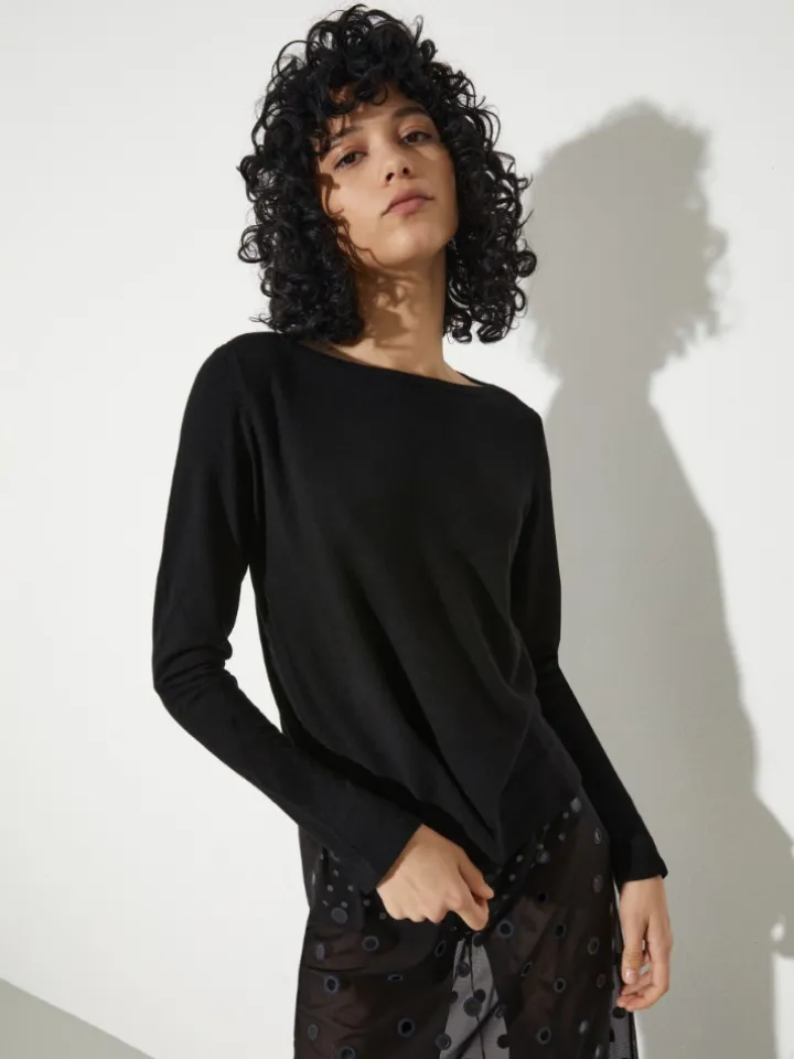 Boat-neck jumper - black