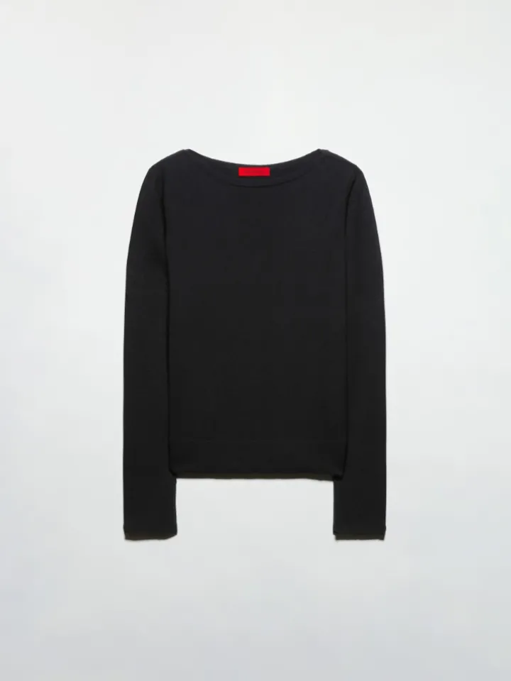 Boat-neck jumper - black