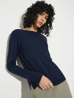 Boat-neck jumper - deep blue