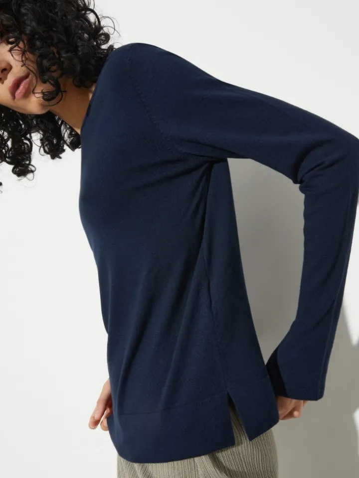 Boat-neck jumper - deep blue