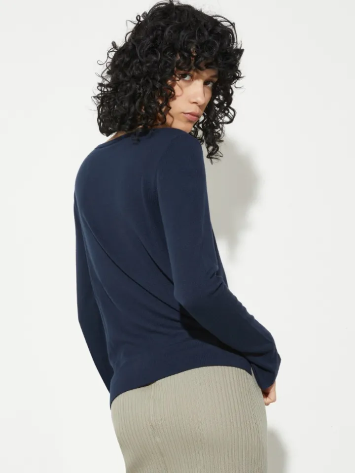 Boat-neck jumper - deep blue