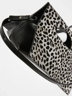 Bookbag calf-hair bag - white black