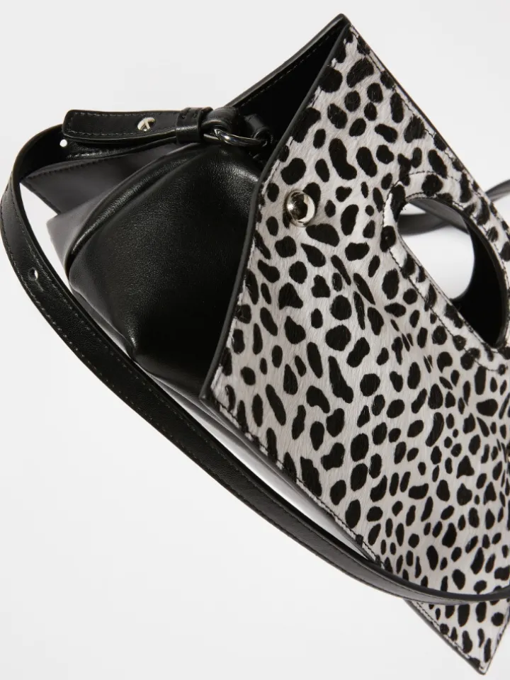 Bookbag calf-hair bag - white black