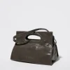 Bookbag glossy-leather bag - medium grey