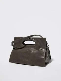Bookbag glossy-leather bag - medium grey