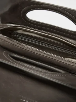 Bookbag glossy-leather bag - medium grey