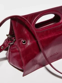 Bookbag glossy-leather bag - ruby