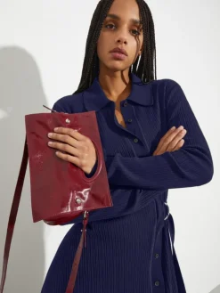 Bookbag glossy-leather bag - ruby