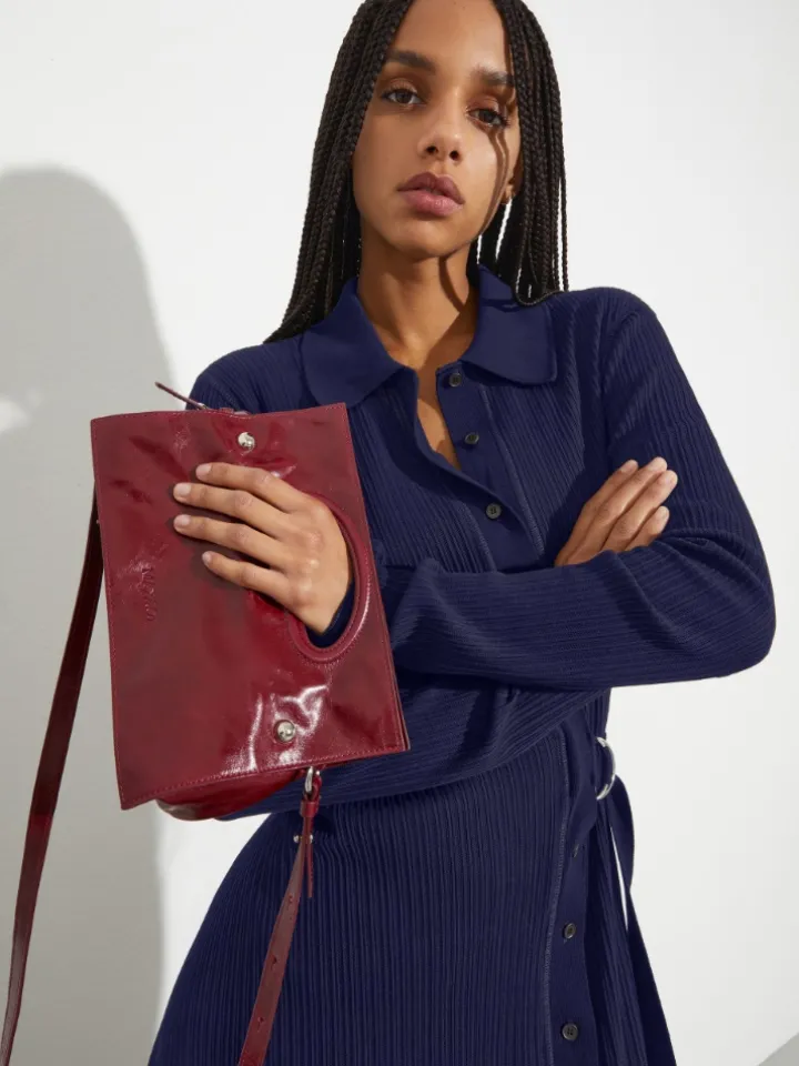 Bookbag glossy-leather bag - ruby