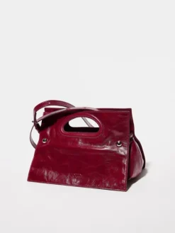 Bookbag glossy-leather bag - ruby
