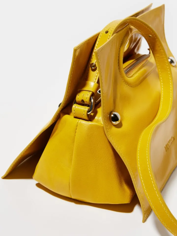 Bookbag glossy-leather bag - yellow