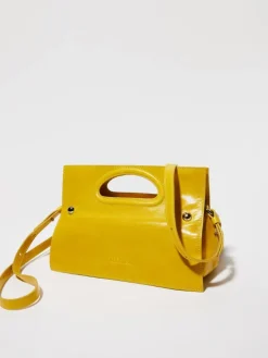 Bookbag glossy-leather bag - yellow